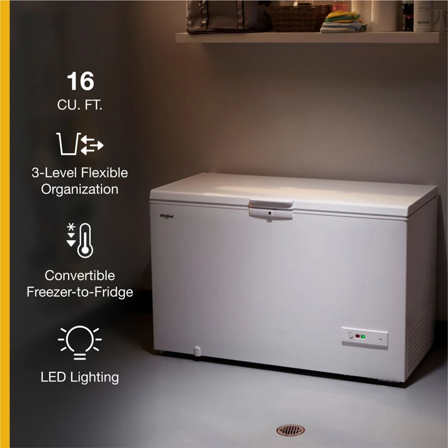 16 Cu. Ft. Convertible Chest Freezer with 3 Storage Levels WZC5216LW
