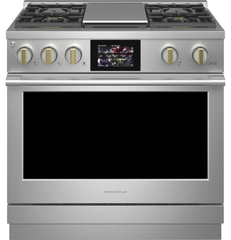 Monogram 36" Dual-Fuel Professional Range with 4 Burners and Griddle ZDP364NDTSS