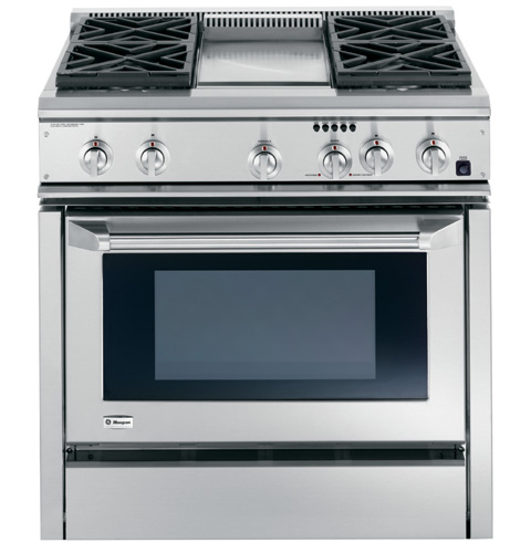 GE Monogram® 36" Dual-Fuel Professional Range with 4 Burners and Griddle (Natural Gas) ZDP36N4DHSS