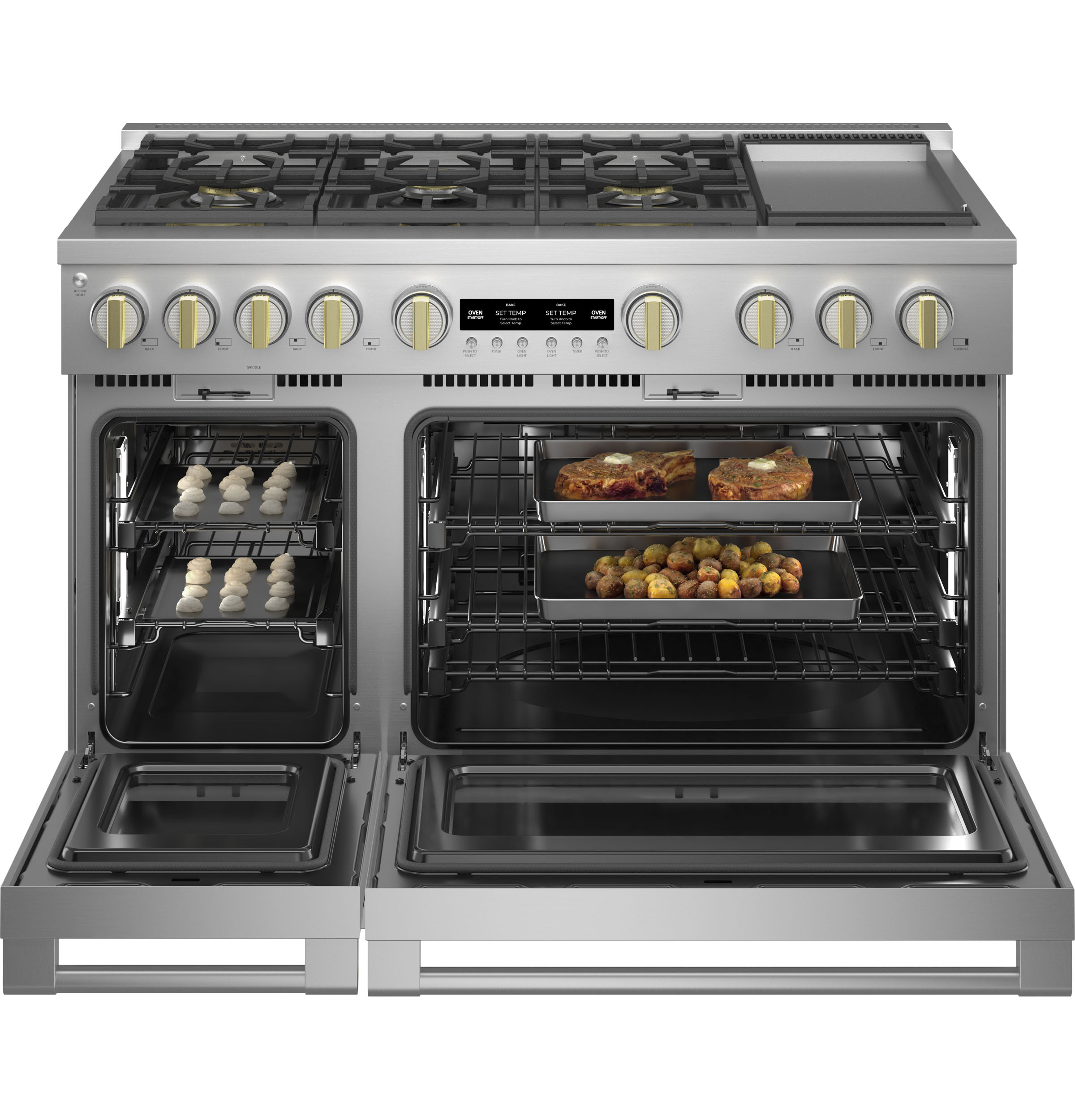 Monogram 48" Dual-Fuel Professional Range with 6 Burners and Griddle ZDP486NDTSS