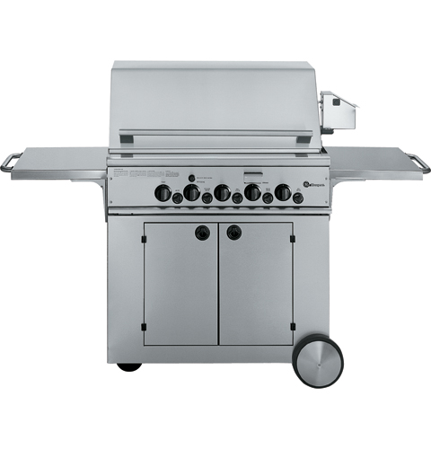 GE 36" Outdoor Cooking Center with 3 Grill Burners, Rotisserie, Smoker and Rack ZGG36N31CSS