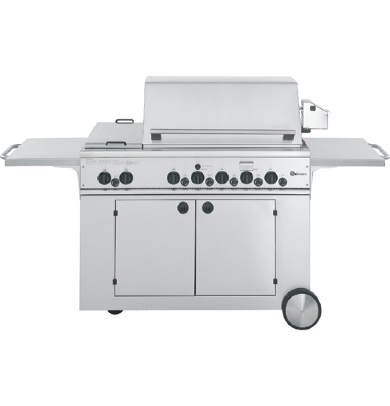 GE 48" Outdoor Cooking Center with 4 Grill Burners, 2 Rotisseries, Smoker and Rack (Natural Gas) ZGG48N42CSS