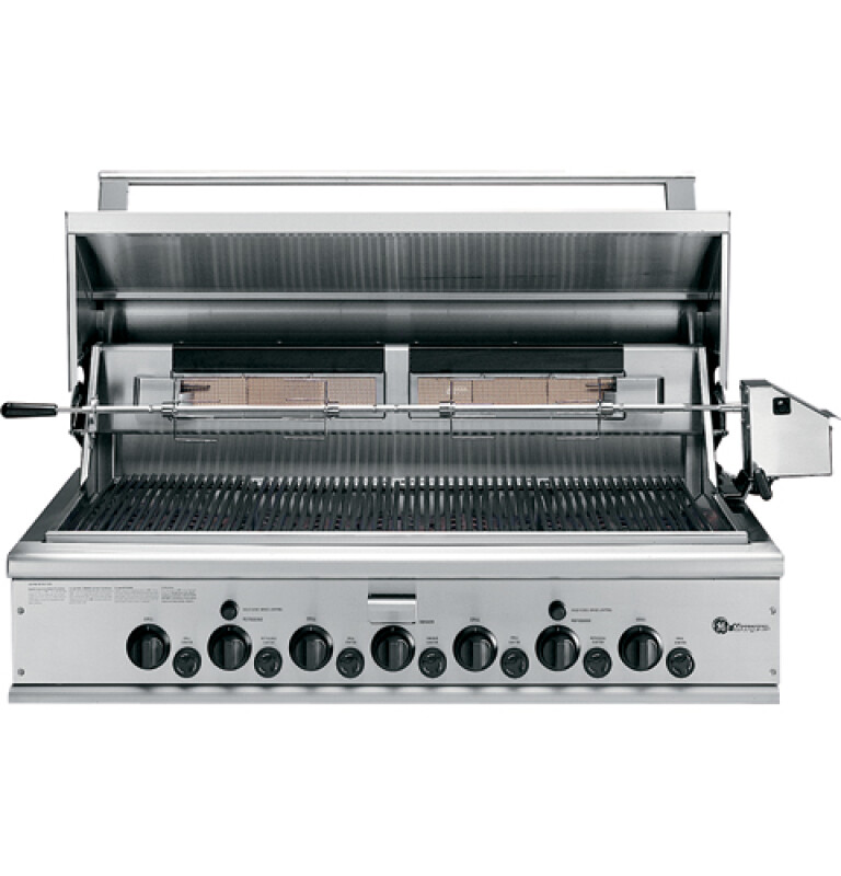GE 48" Outdoor Cooking Center with 4 Grill Burners, 2 Rotisseries, Smoker and Rack (Natural Gas) ZGG48N42CSS