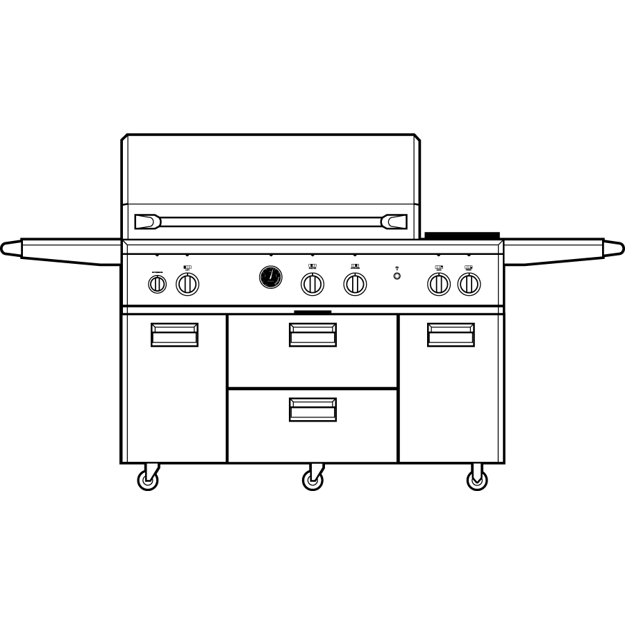 GE 54" Outdoor Cooking Center with Integrated Side Burners ZGG542LCPSS
