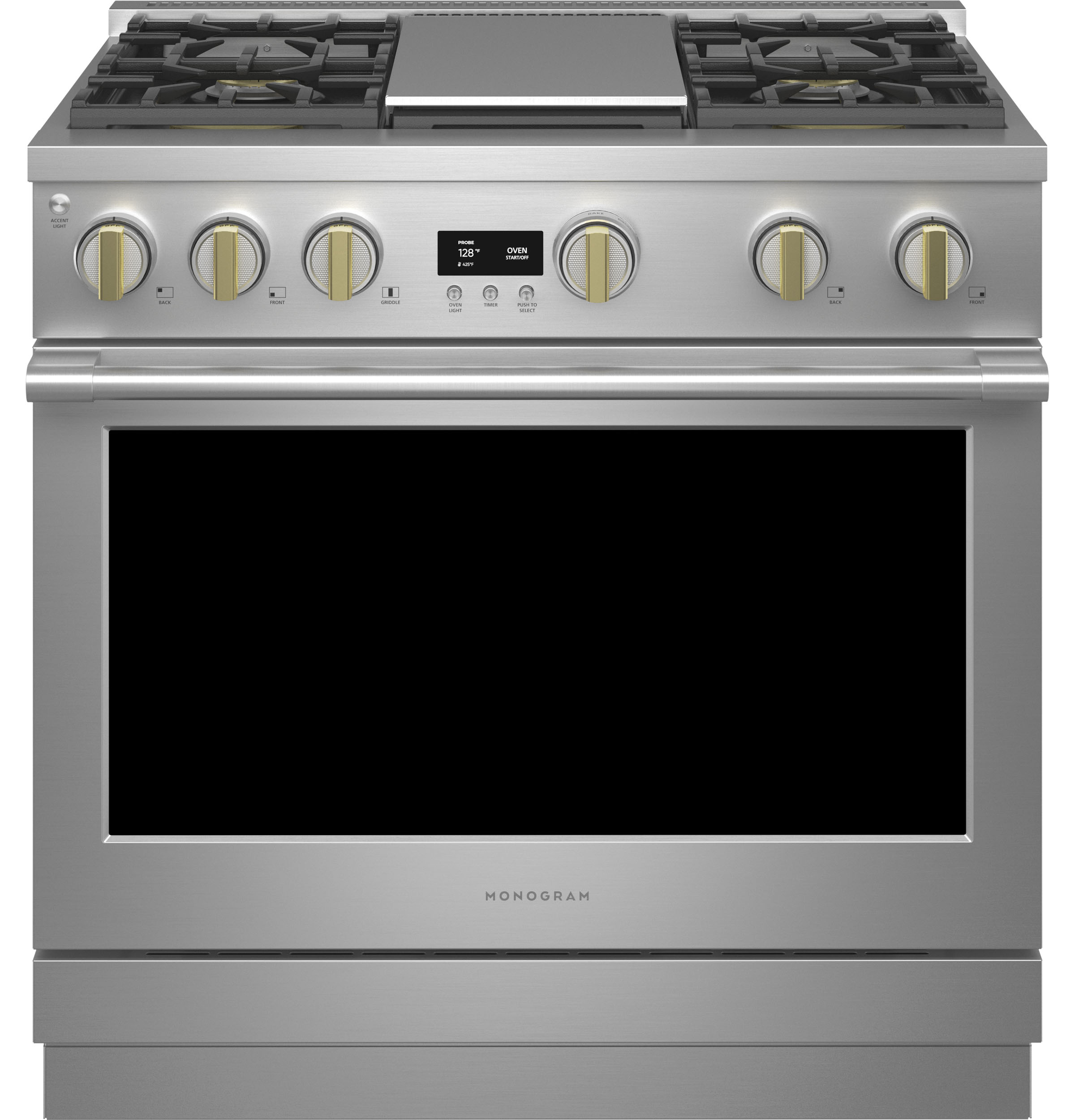 Monogram 36" All Gas Professional Range with 4 Burners and Griddle ZGP364NDTSS