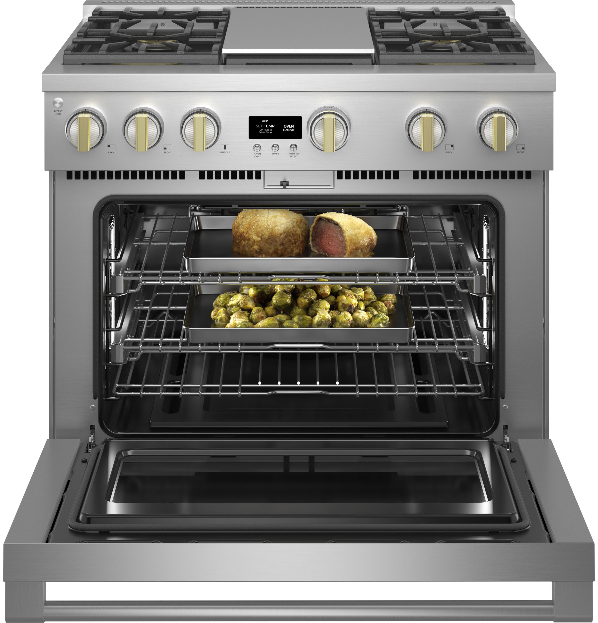 Monogram 36" All Gas Professional Range with 4 Burners and Griddle ZGP364NDTSS