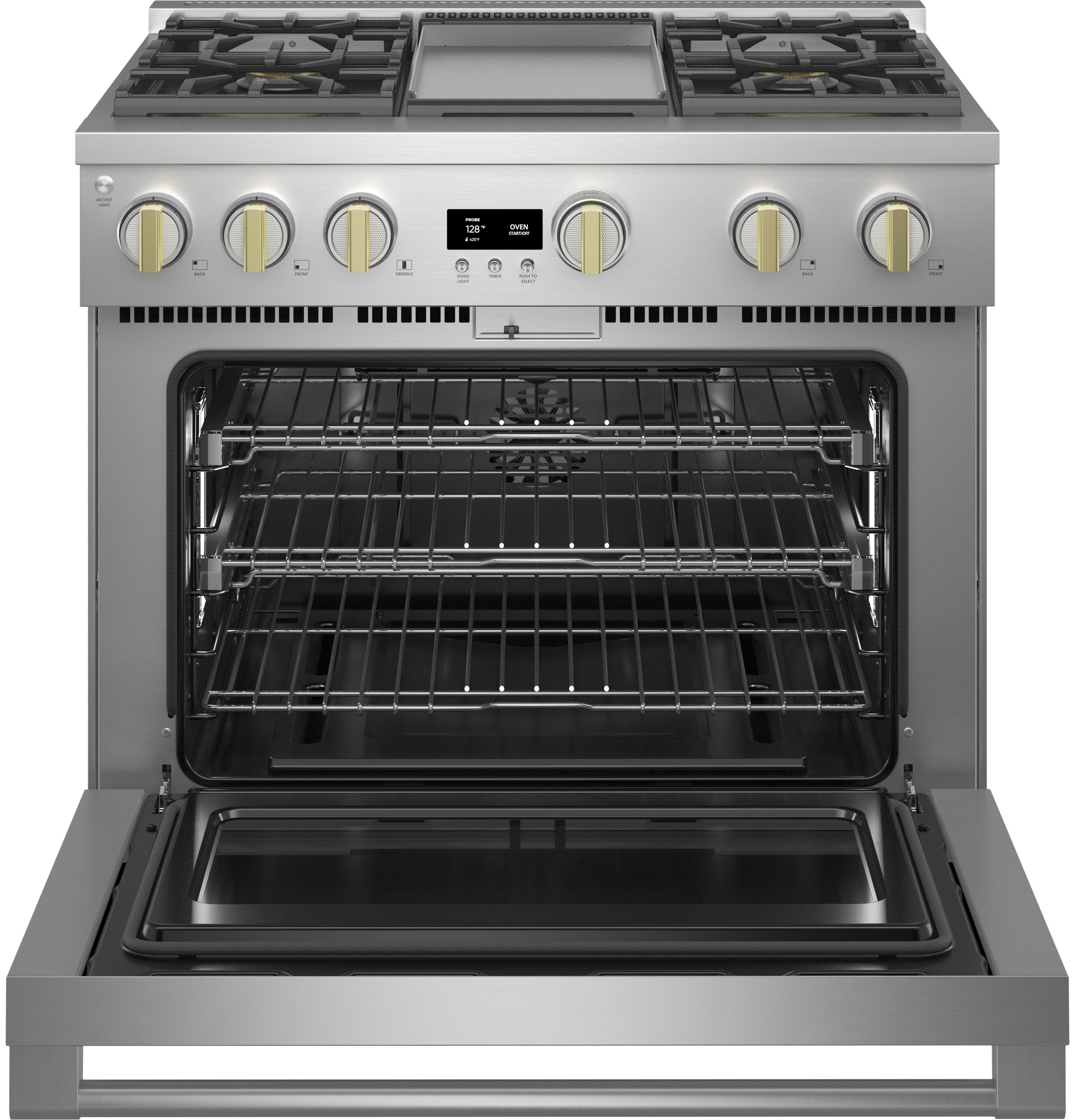 Monogram 36" All Gas Professional Range with 4 Burners and Griddle ZGP364NDTSS