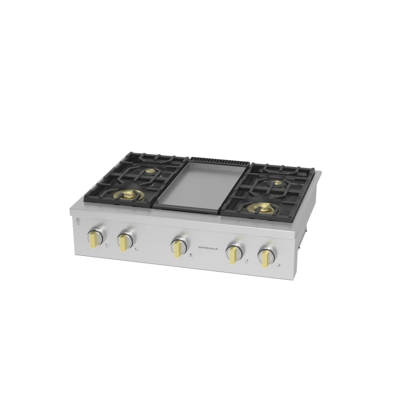Monogram 36" Professional Gas Rangetop with 4 Burners and Griddle ZGU364NDTSS