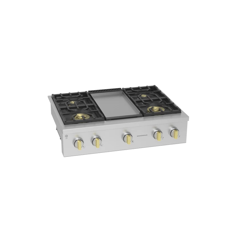 Monogram 36" Professional Gas Rangetop with 4 Burners and Griddle ZGU364NDTSS