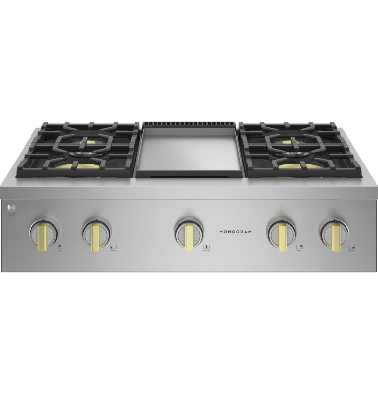 Monogram 36" Professional Gas Rangetop with 4 Burners and Griddle ZGU364NDTSS