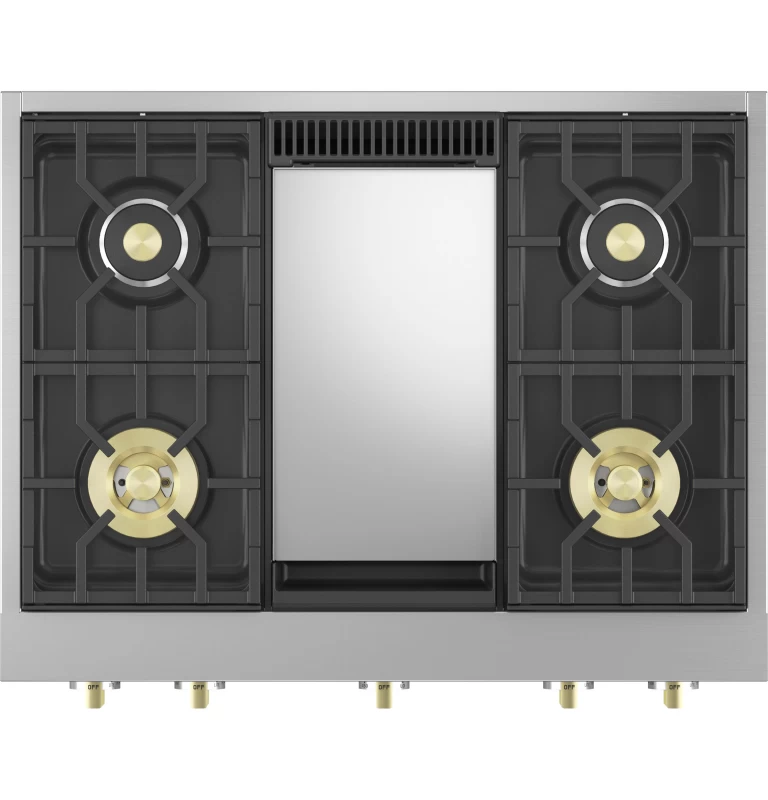 Monogram 36" Professional Gas Rangetop with 4 Burners and Griddle ZGU364NDTSS