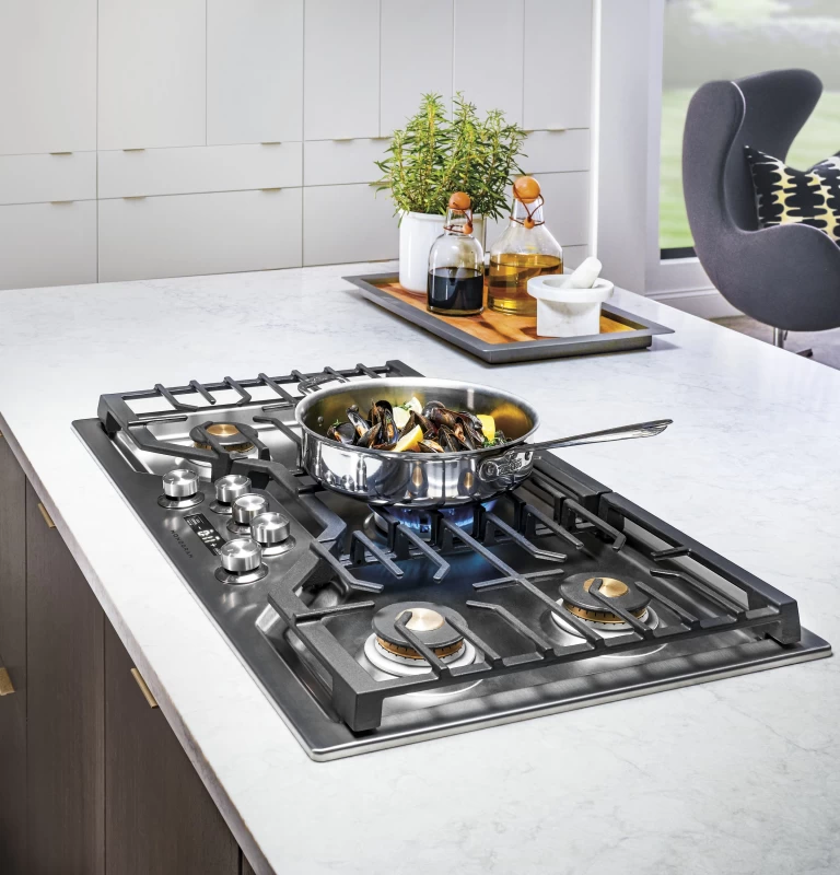 Monogram 36" Deep-Recessed Gas Cooktop ZGU36ESLSS