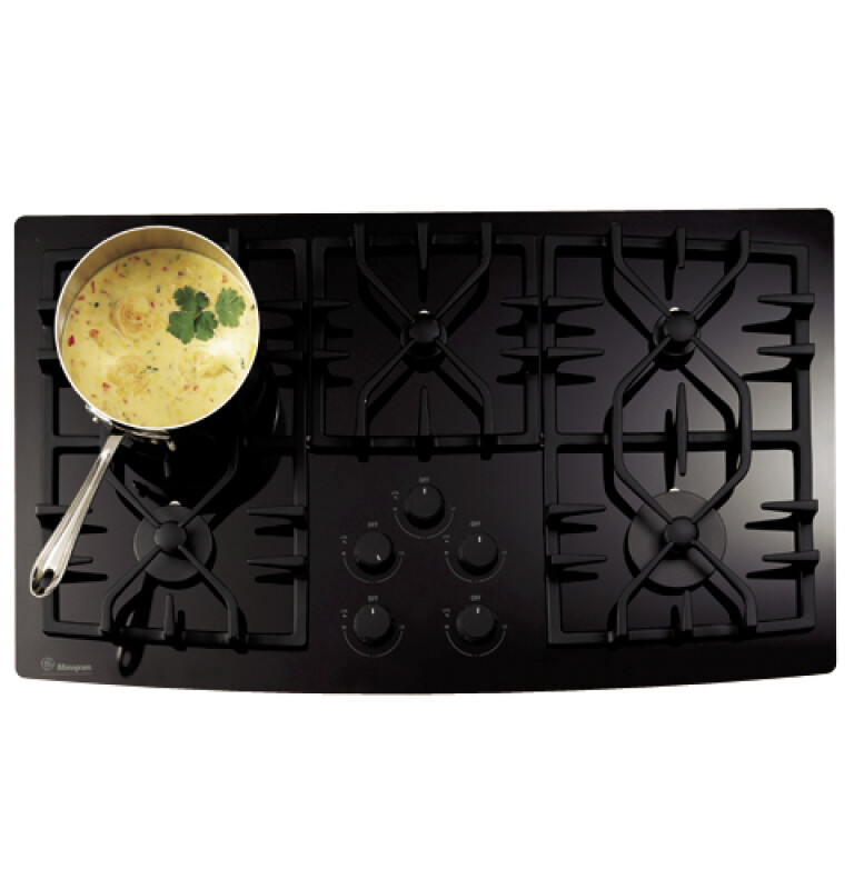 GE Monogram® 36" Gas on Glass Cooktop ZGU36GGBDBB