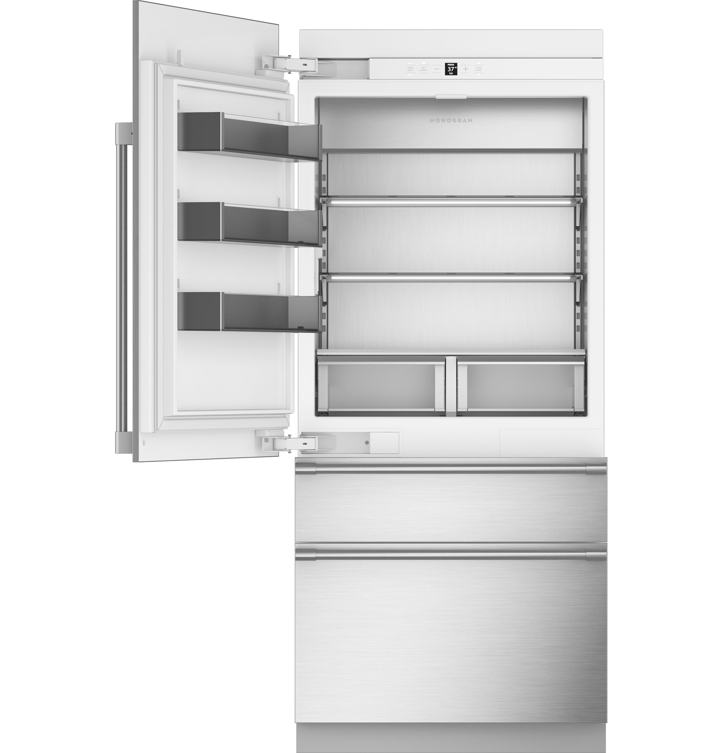 Monogram 36" Panel-Ready Premium Integrated Bottom-Left Hinge ZIC363IPVLH