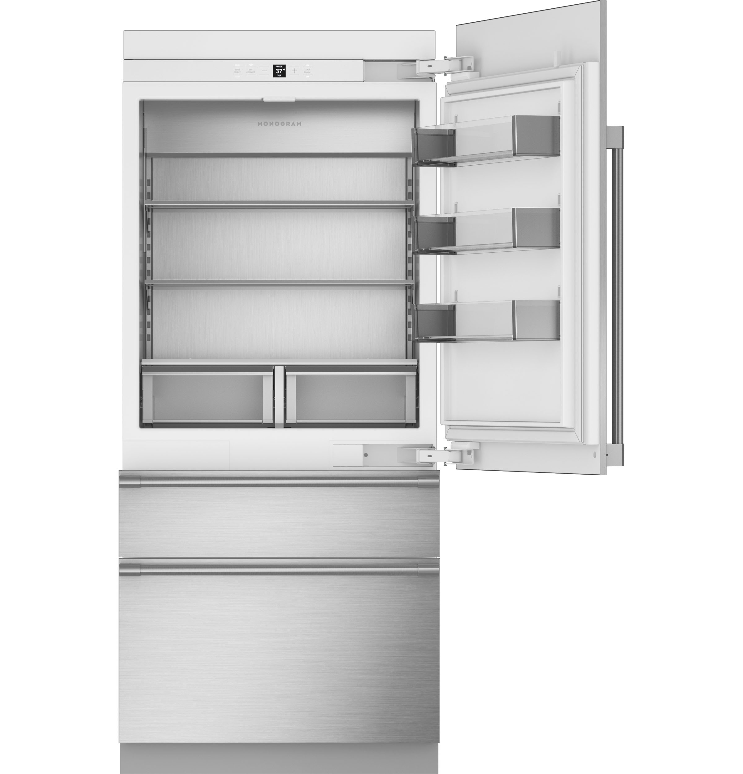 Monogram 36" Panel-Ready Integrated Bottom-Freezer Refrigerator- Right Hinge ZIC363NBVRH