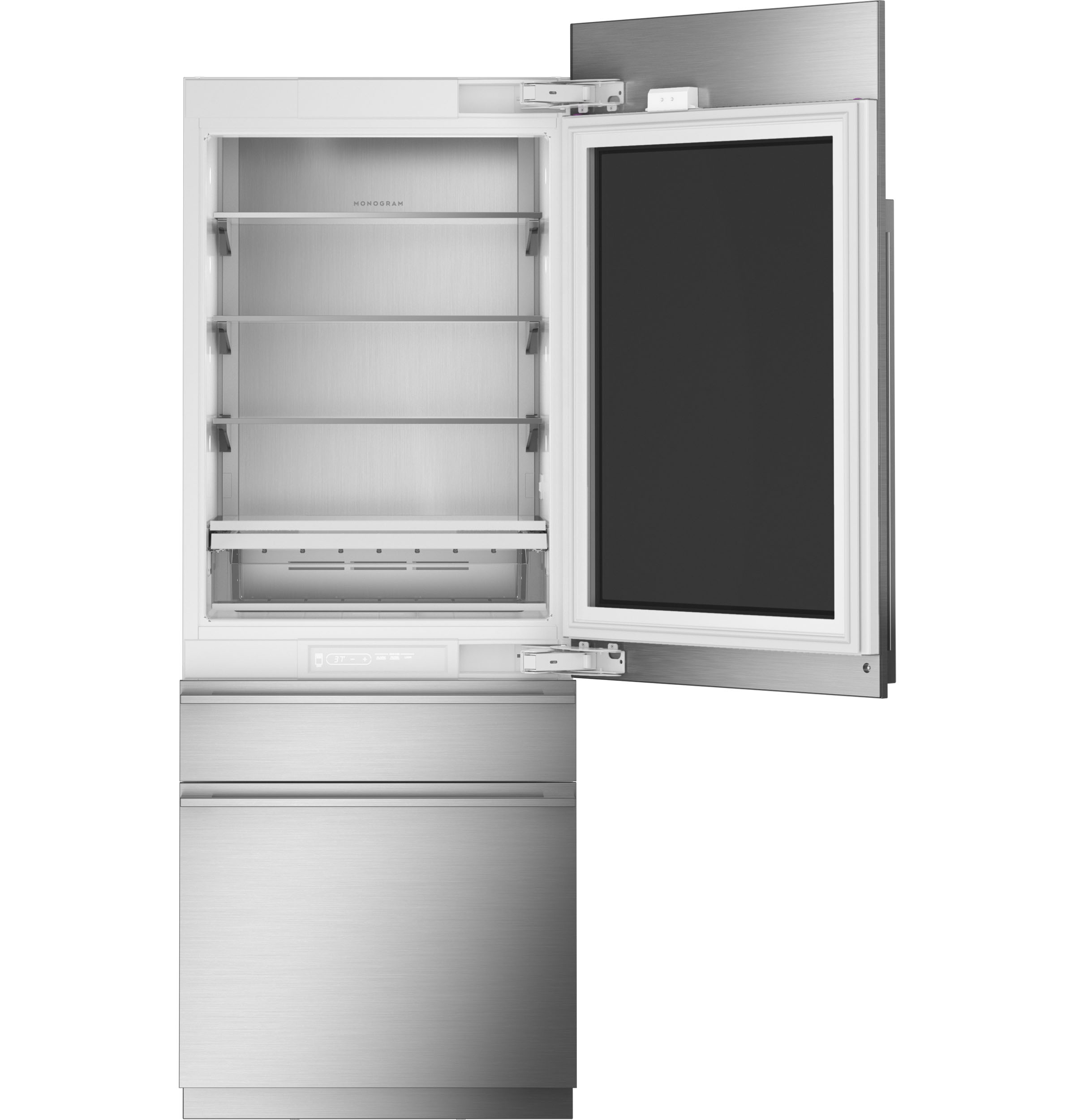 Monogram 30" Panel-Ready Integrated Glass-Door Refrigerator for Single or Dual Installation ZIK303NPPII