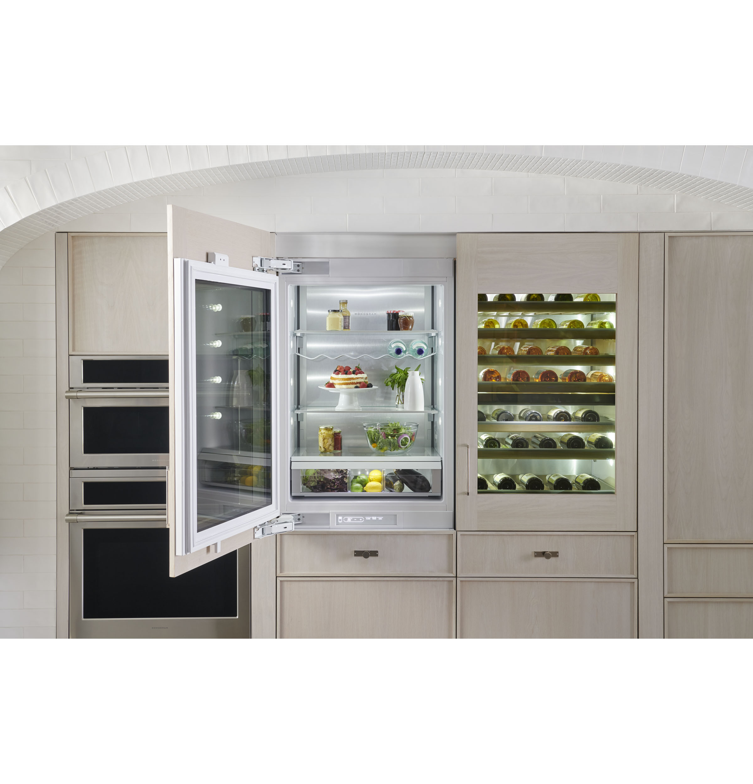 Monogram 30" Panel-Ready Integrated Glass-Door Refrigerator for Single or Dual Installation ZIK303NPPII