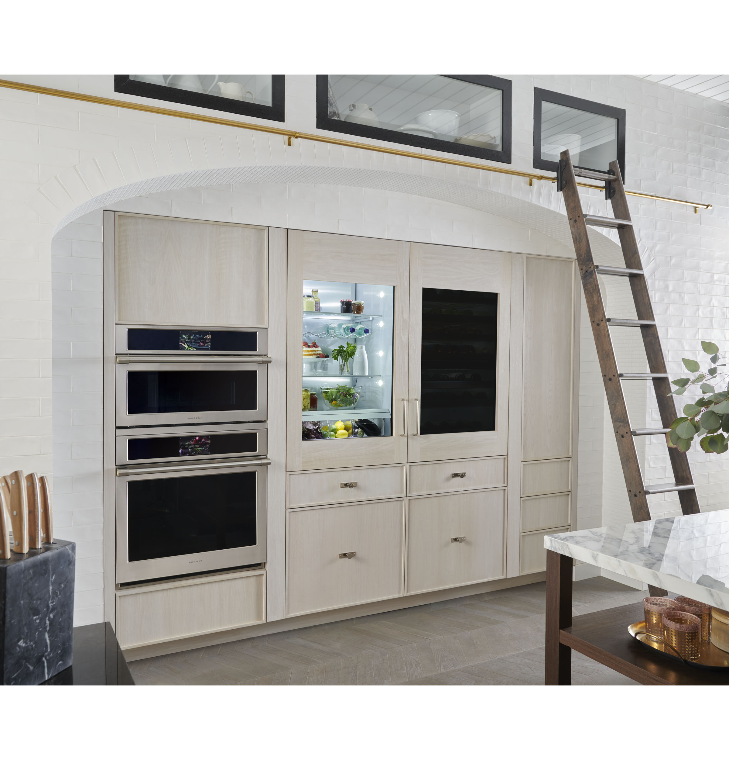 Monogram 30" Panel-Ready Integrated Glass-Door Refrigerator for Single or Dual Installation ZIK303NPPII