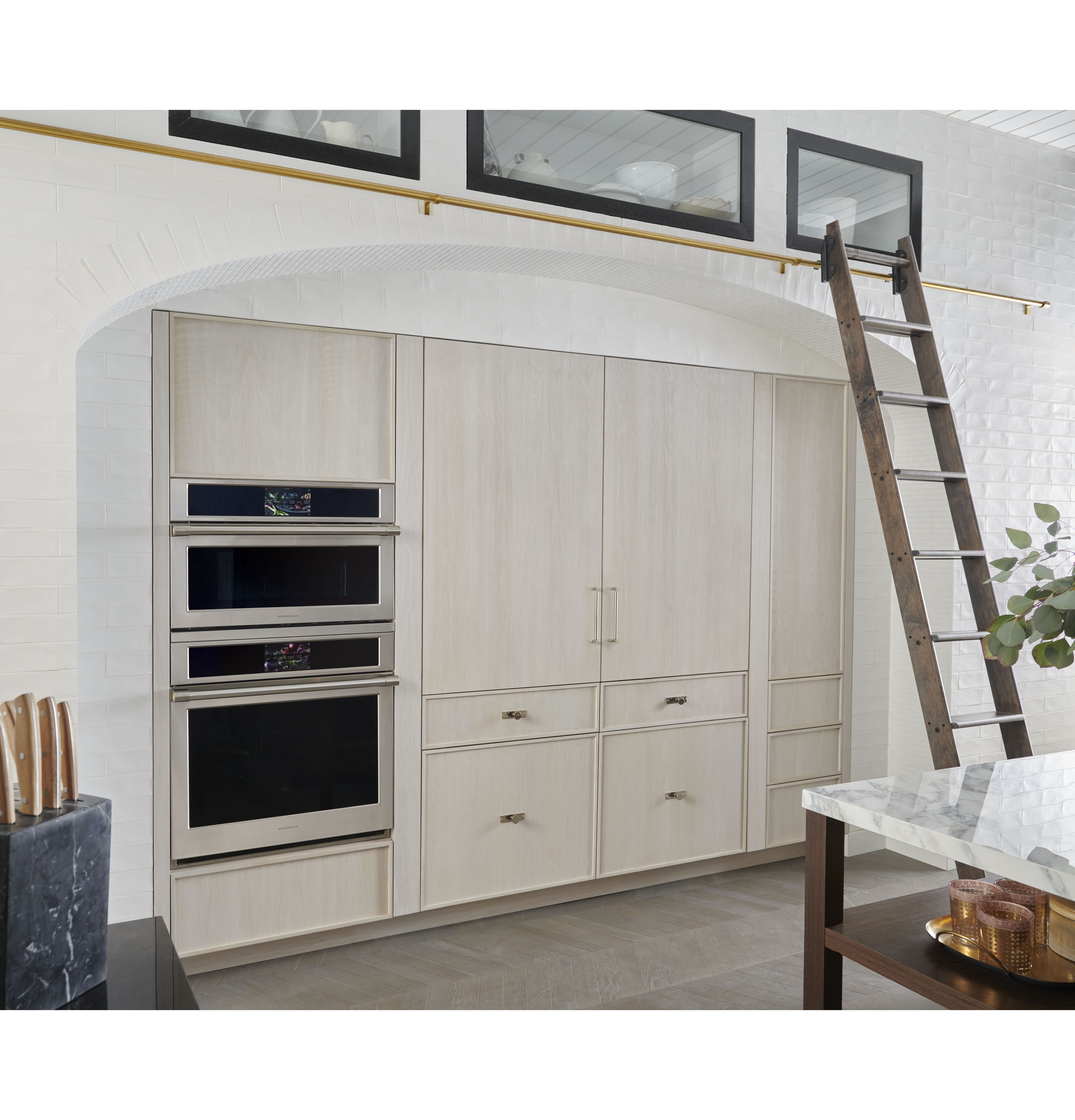 Monogram 30" Panel-Ready Integrated Glass-Door Refrigerator for Single or Dual Installation ZIK303NPPII