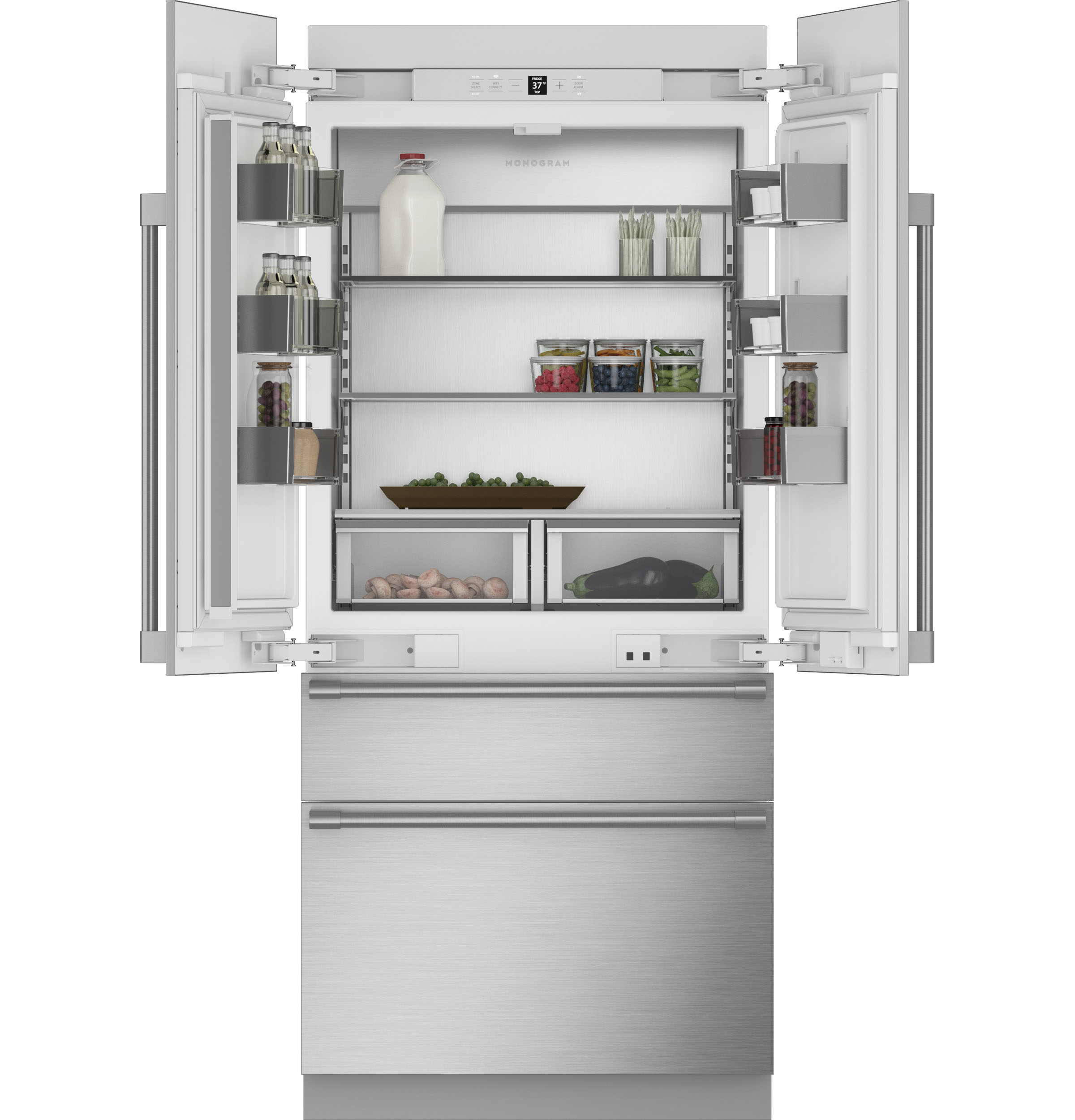Monogram 36" Panel-Ready Integrated French-Door Refrigerator ZIP364NBVII