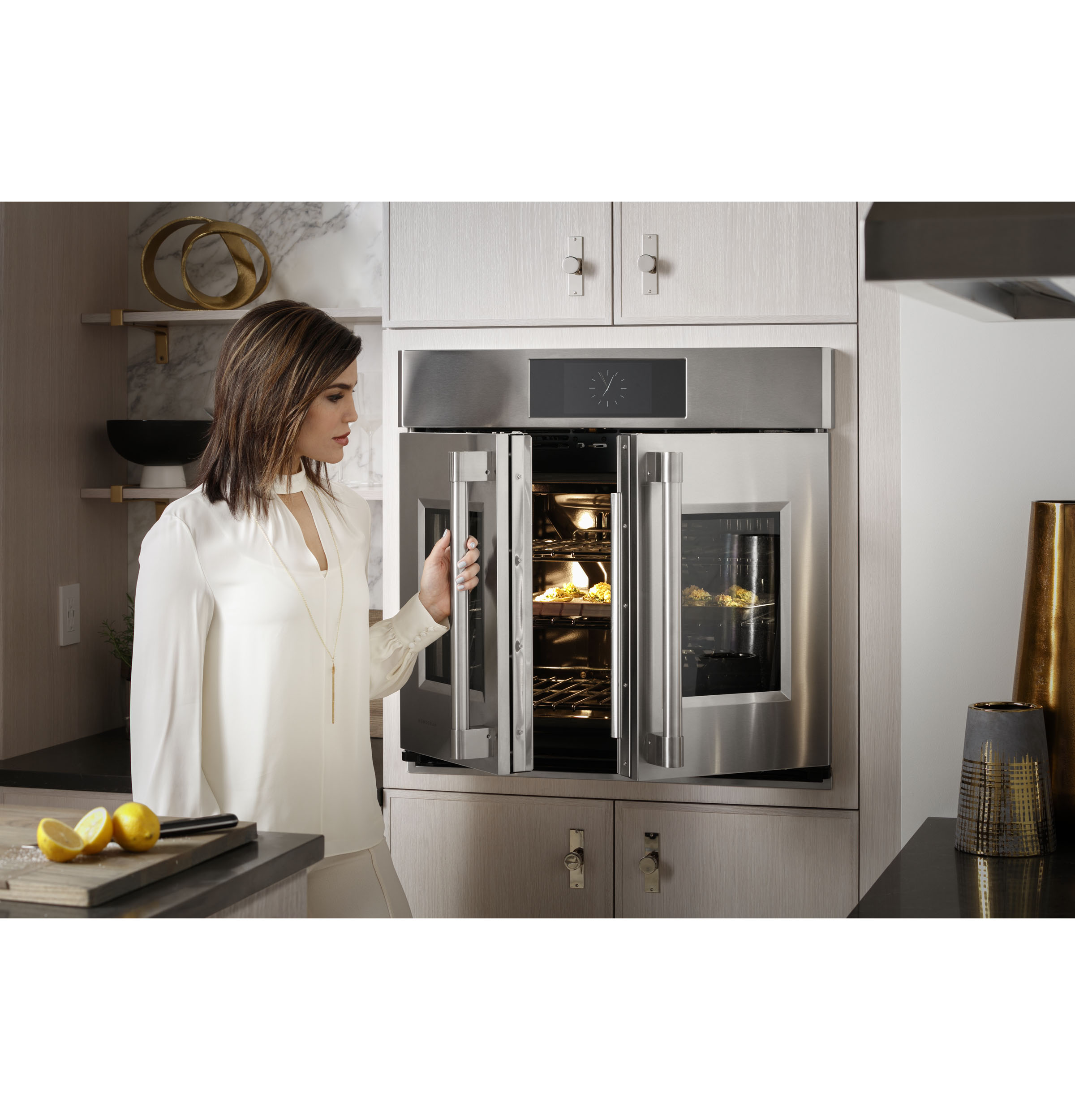 Monogram 30" Statement French-Door Double Wall Oven ZTDX1FPSNSS