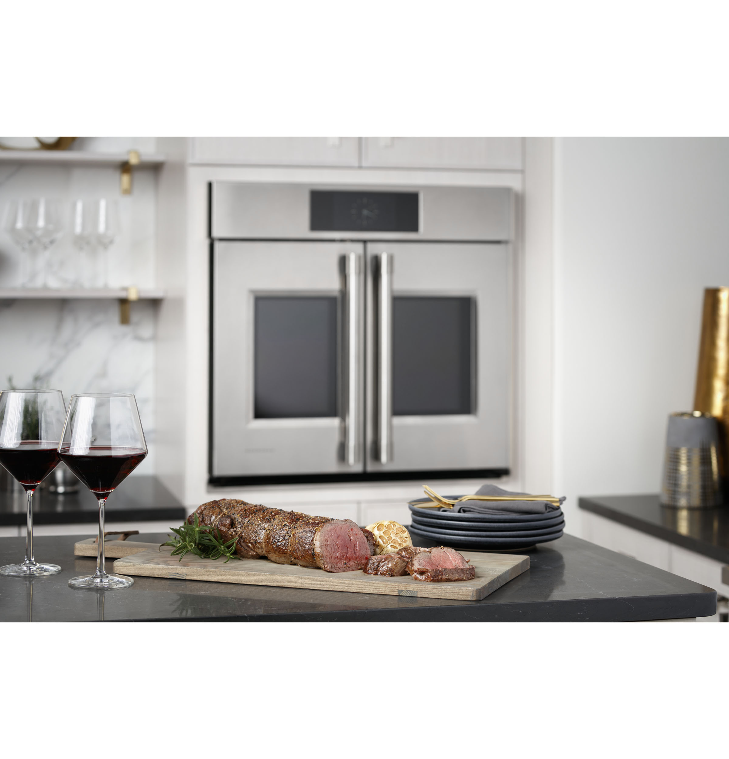 Monogram 30" Statement French-Door Double Wall Oven ZTDX1FPSNSS