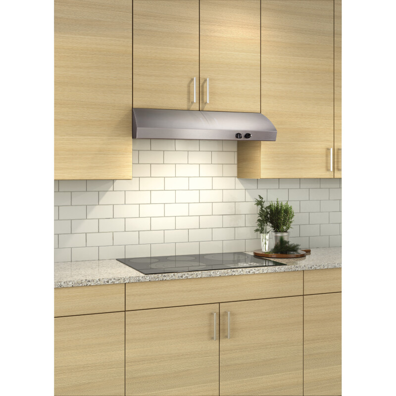 NuTone 30-Inch 4-Way Convertible Under-Cabinet Range Hood, 270 Max Blower CFM AR130SS