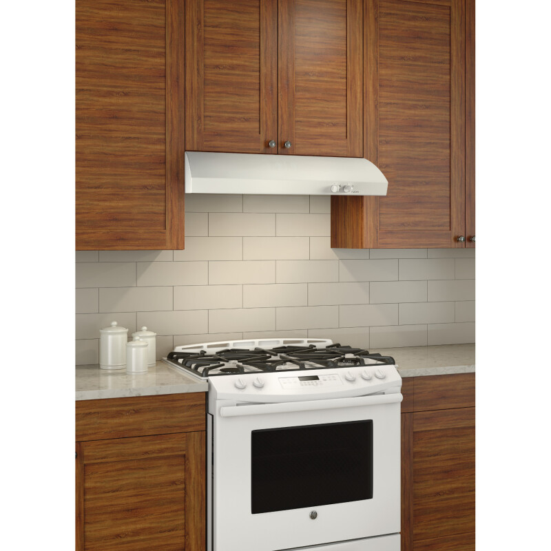 NuTone 30-Inch 4-Way Convertible Under-Cabinet Range Hood, 270 Max Blower CFM AR130WW