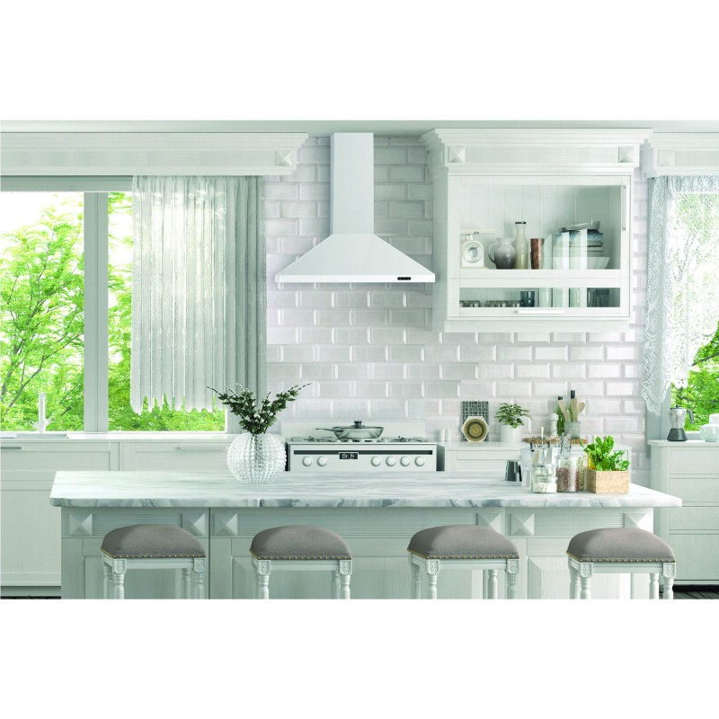 Elite EW48 Series 30-Inch Pyramidal Chimney Range Hood, 460 Max Blower CFM EW4830WH